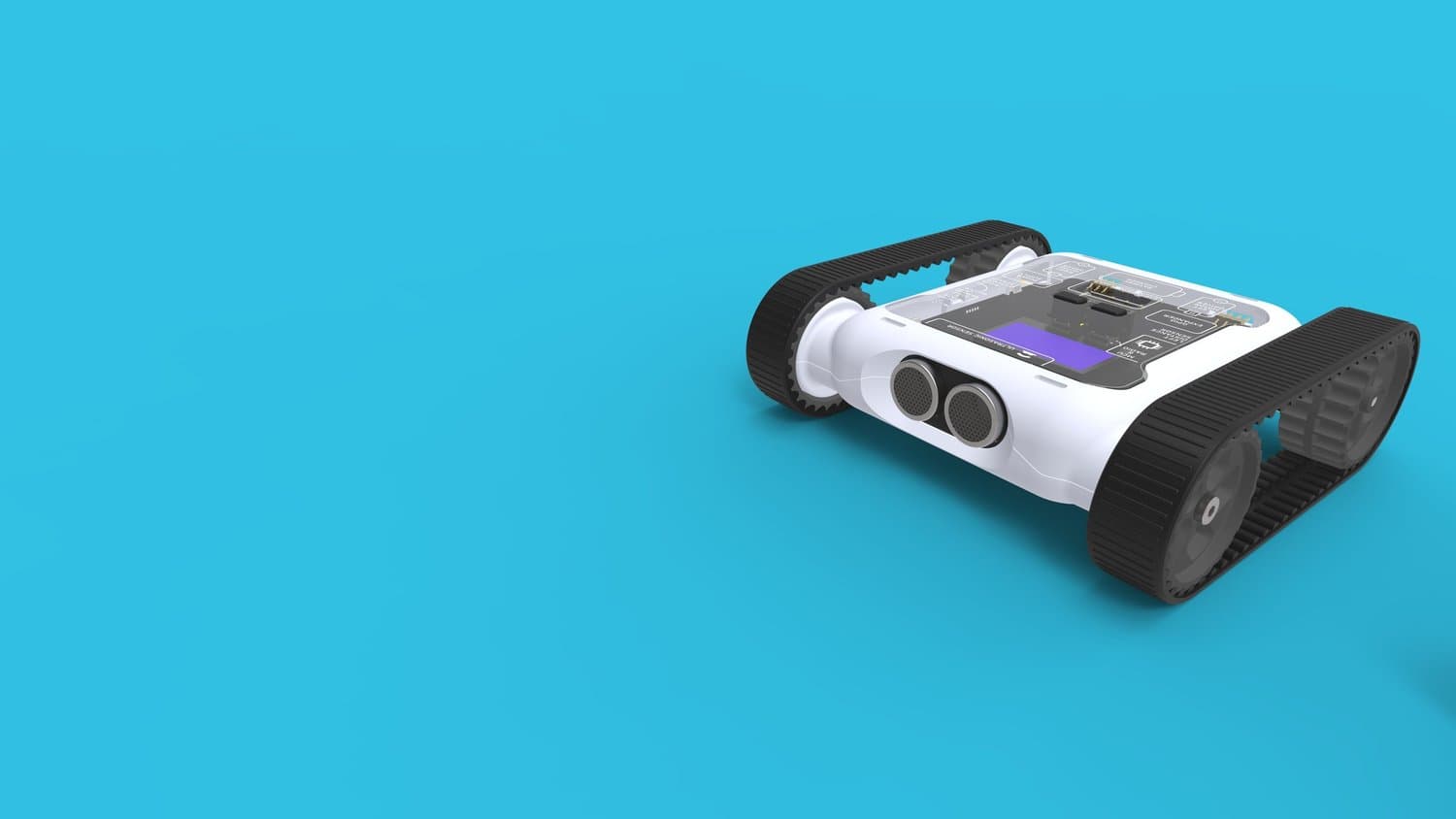 Micromelon Rover educational robot on a blue background